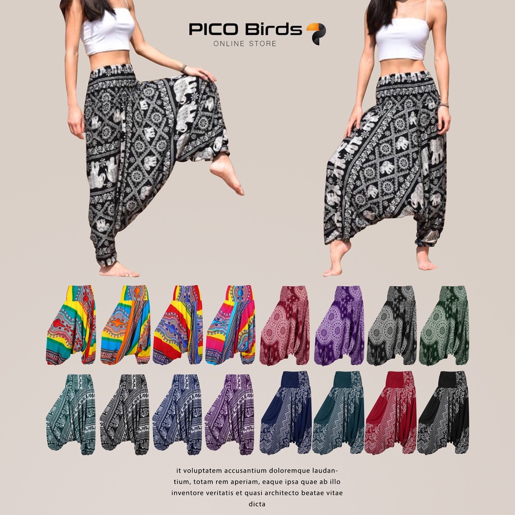 【pico bird】泰國夏季民族風寬鬆兩穿飛鼠褲(可當連身七分褲)