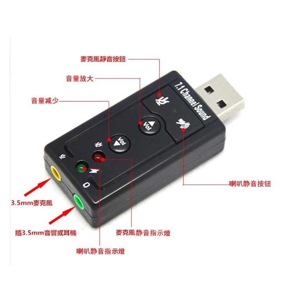 USB 音效卡  外接音效卡 桌上型電腦/筆電皆適用, 隨插即用