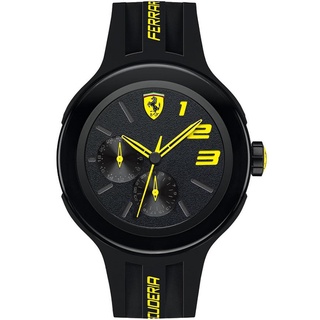 【Ferrari 法拉利】賽車急速胎紋橡膠設計雙圈質感腕錶-黑黃款/FA0830224/台灣總代理公司貨享兩年保固