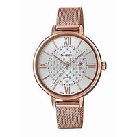CASIO 卡西歐 SHEEN 玫瑰金米蘭錶帶施華洛世奇水鑽不鏽鋼腕錶 (SHE-4059PGM-7A)