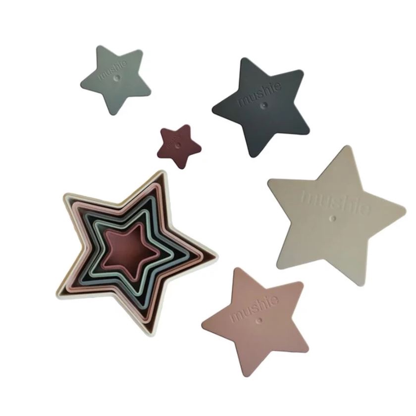 美國Mushie 疊疊樂-星星 嬰幼兒積木玩具