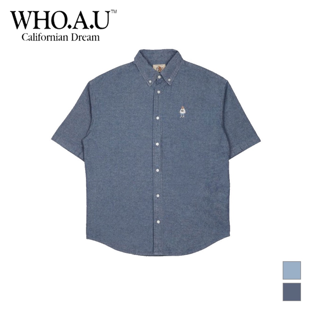 [WHO.A.U] 史帝夫牛仔寬鬆版 短袖襯衫 WHYAC2536U
