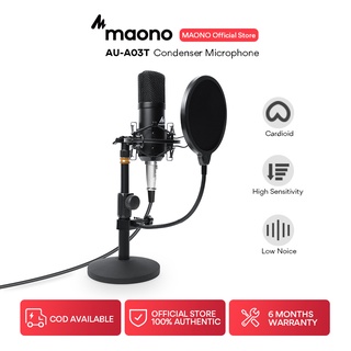 Maono A03T 電容式麥克風專業播客麥克風工作室桌面麥克風用於手機電腦聲卡YouTube卡拉OK遊戲錄音