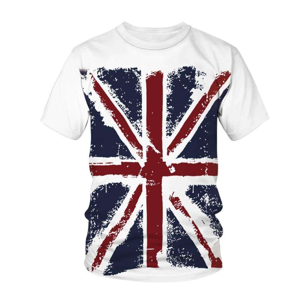美國、英國、克羅地亞國旗三維印花 T 恤,男女裝,街頭服飾