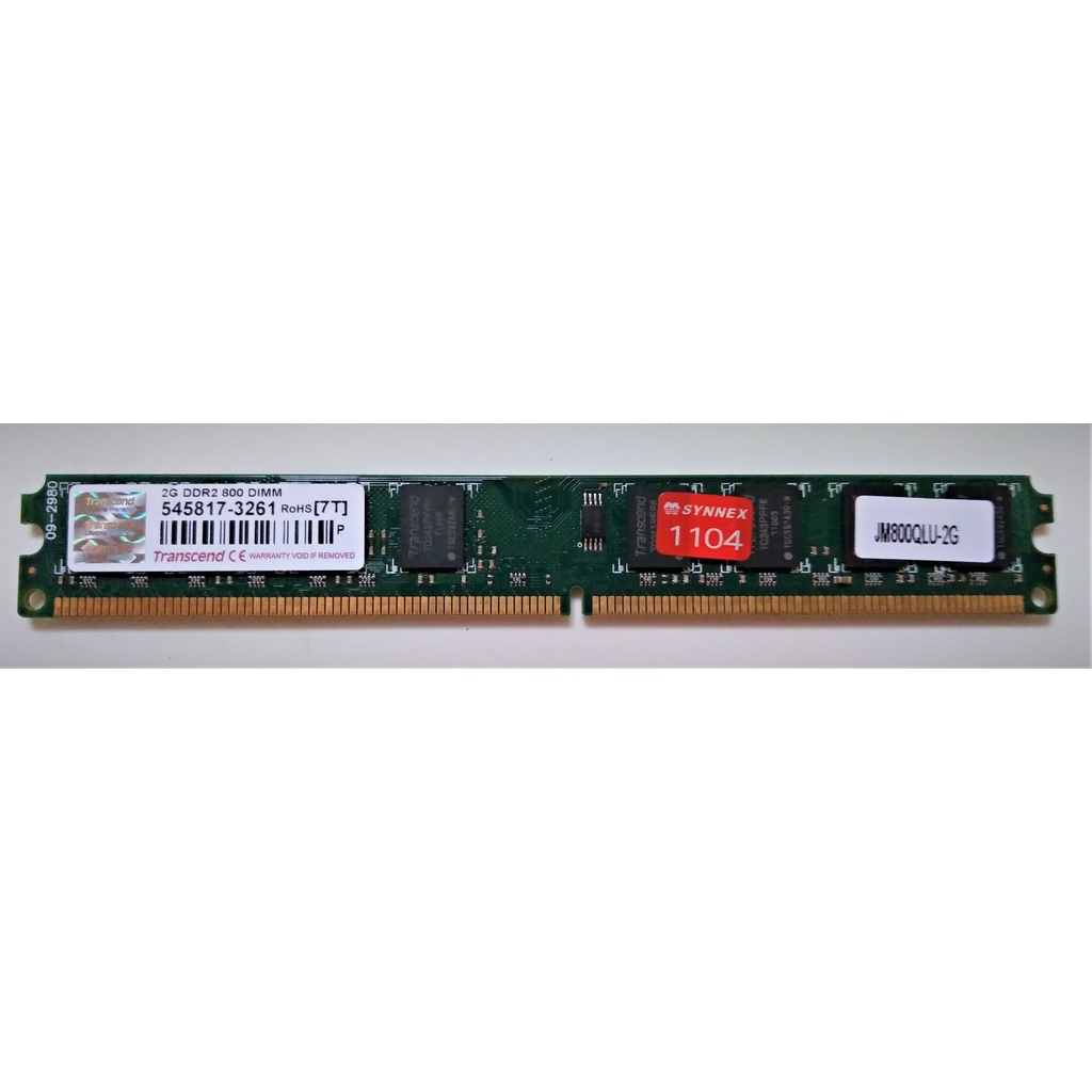 Transcend 創見 2GB DDR2 800 DIMM 桌上型 雙面顆粒 記憶體