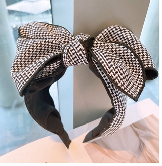 MISS PINK 韓國東大門代購款 復古格子英倫風三層大蝴蝶結立體髮箍發卡飾品