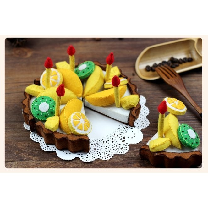 【免剪裁】不織布手工DIY材料包 六瓣水果生日蛋糕.水果塔 聚會茶會