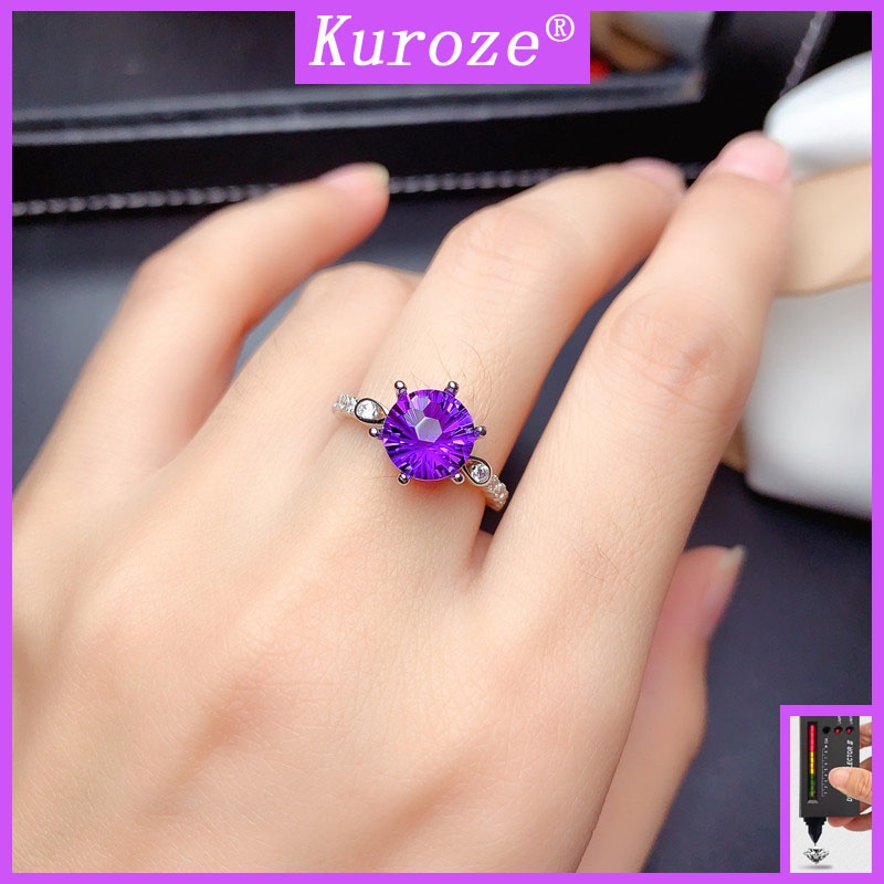 Gra 時尚鑲嵌紫水色莫桑鑽戒指優雅鑽戒 蝦皮購物