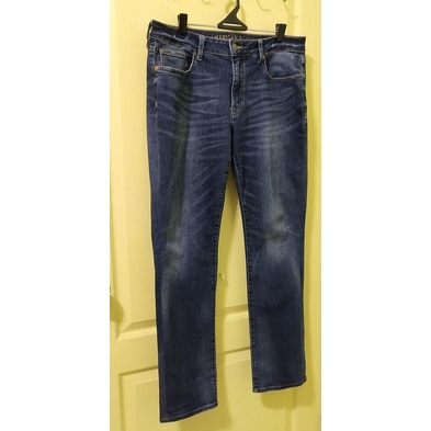 American Eagle 深藍水洗 彈性 低腰小直筒 牛仔褲 W33
