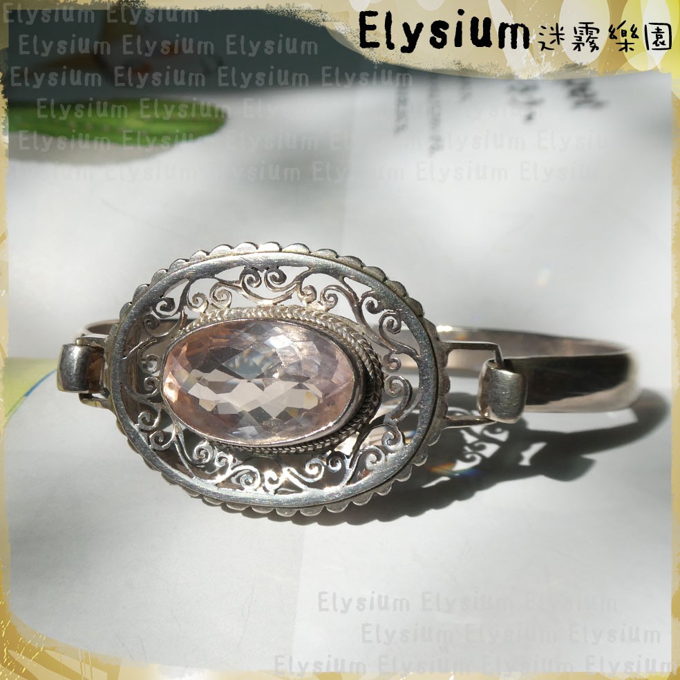 Elysium‧迷霧樂園〈CRQ010C〉尼泊爾‧冰種 滿切割 芙蓉晶/粉晶 手工925銀手鐲/手環