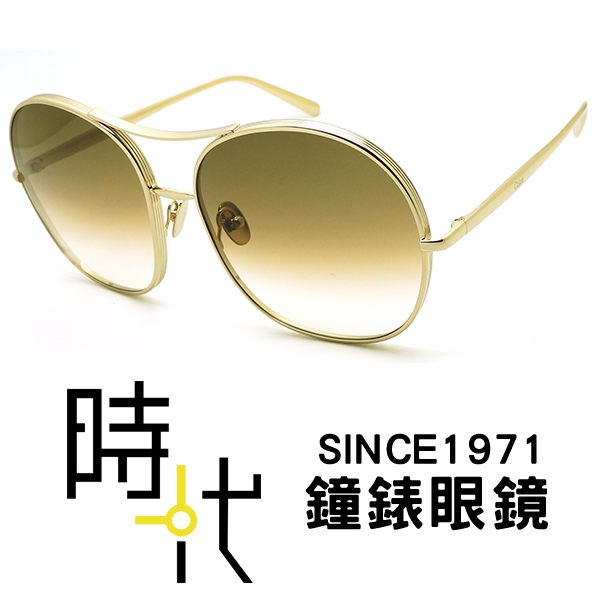 【CHLOE】Chloé 太陽眼鏡墨鏡 CE128S 750 61mm 圓框墨鏡 漸層茶色鏡片/金框 台南 時代眼鏡