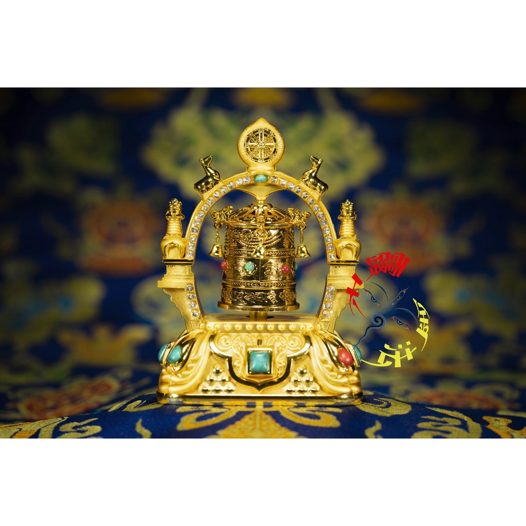 金法雙鹿法輪吉祥滿願147本尊心咒太陽能轉經輪 蝦皮購物