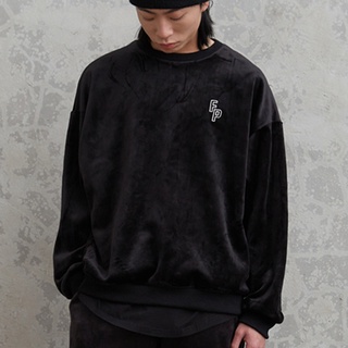FairPlay Official 黑 大學T 天鵝絨 衛衣 刺繡 落肩 休閒 上衣 男女 長袖 美牌 麂皮絨 F/W