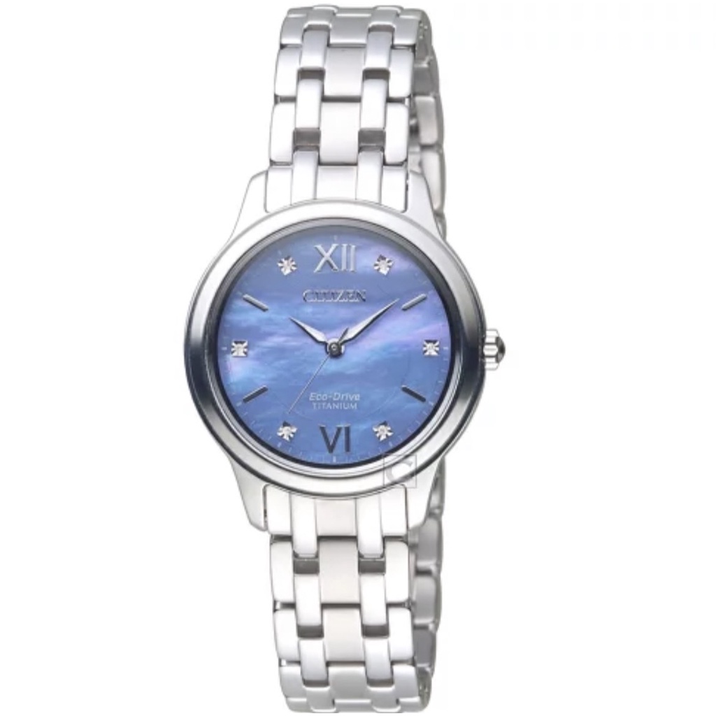 CITIZEN 星辰錶 璀璨漸彩 光動能鈦金屬腕錶 EM0720-85N -30mm-藍紫面鈦帶