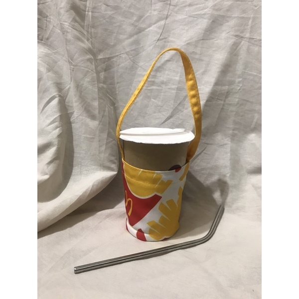 二手近全新-麥當勞 McDonald's x 可口可樂 經典杯套 手搖飲料環保杯袋 隨身杯套 薯條可樂款