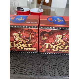 全新-Tiger虎你好運杯/藍色玻璃啤酒杯/350ml/精緻made in Taiwan