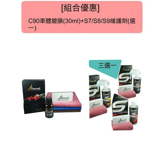 [組合優惠]C90石英鍍膜劑(30ml)+S7/S8/S8.PLUS/S9鍍膜維護劑(選一) 德國進口