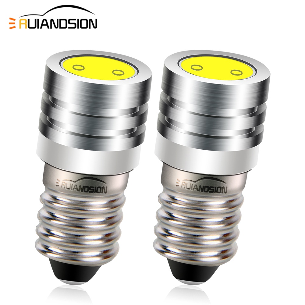 Ruiandsion 2 件裝遠足野營燈 E10 COB LED 3V 6V 12V 螺絲底座燈泡手電筒手電筒工作燈自行