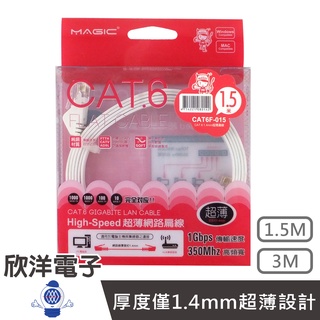 Magic 鴻象 Cat6 網路線 High-Speed 超薄網路線 1.5M /3M 台灣製造 RJ45 8P8C