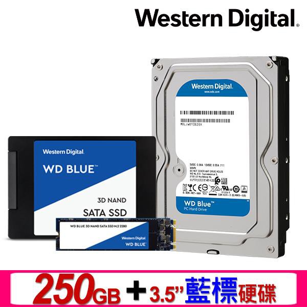 WD 2.5吋 250GB SSD + 3.5吋藍標硬碟1TB