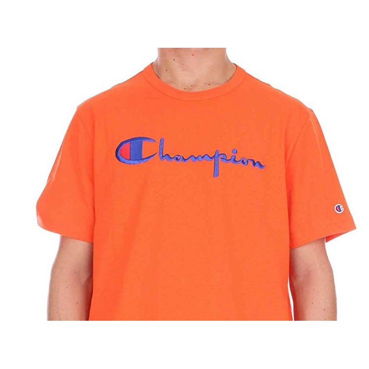 Champion 冠軍歐線圓領短袖上衣運動短T RW Script 電繡徽標T恤 橘色210972