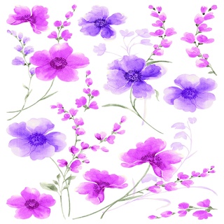 義大利進口HOME DECOR 牆壁貼飾 70cmX100cm 紫花朵(C57717)