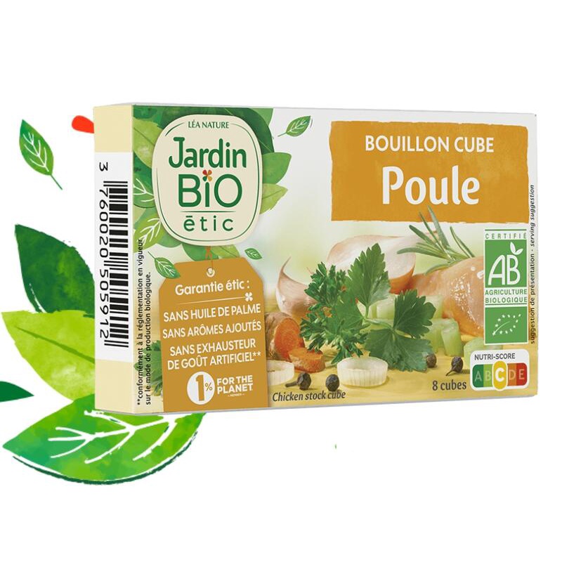 ☆Bonjour Bio☆ 法國 Jardin Bio 有機高湯塊 雞肉 / 家禽（無鹽 無棕櫚油）法式香草雞
