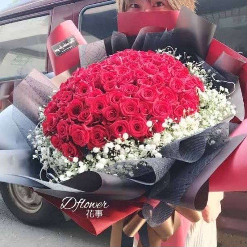 Dflower花事高雄花店 情人節求婚99朵玫瑰花束 蝦皮購物