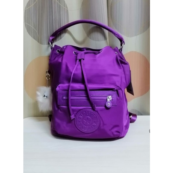kipling奢華紫素面手提側背包