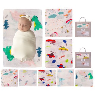 Luna原廠禮盒包裝 雙層極柔軟竹纖維包巾 寶寶包巾 安撫巾 雙層紗布嬰兒包巾 新生兒包巾 遮陽透氣蓋毯 嬰兒紗布巾