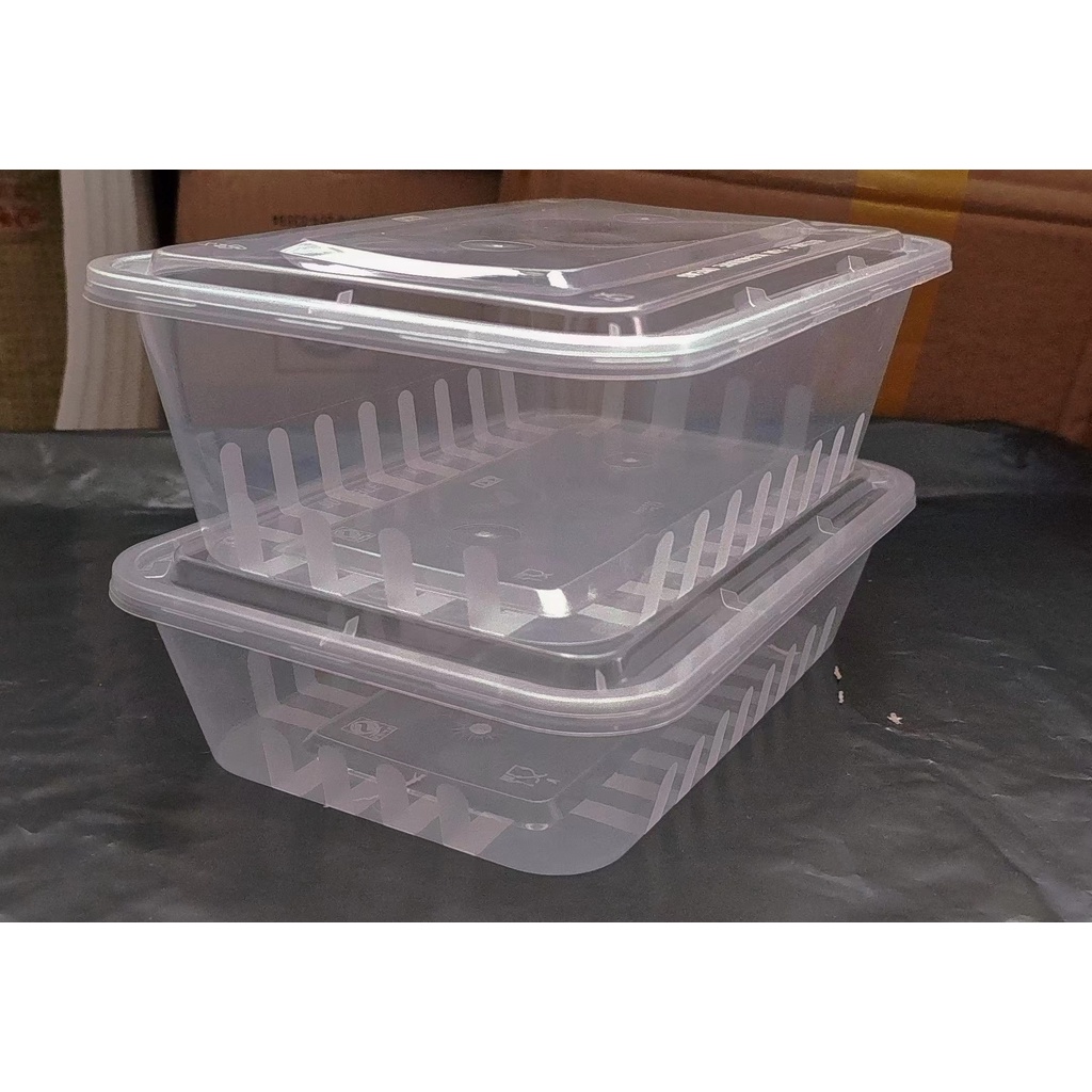 加厚 透明塑膠盒 透明餅乾盒 透明盒 餅乾盒 塑膠盒 野餐盒 外帶盒一次性餐盒打包盒快餐便當湯碗透明外賣飯盒1200ML