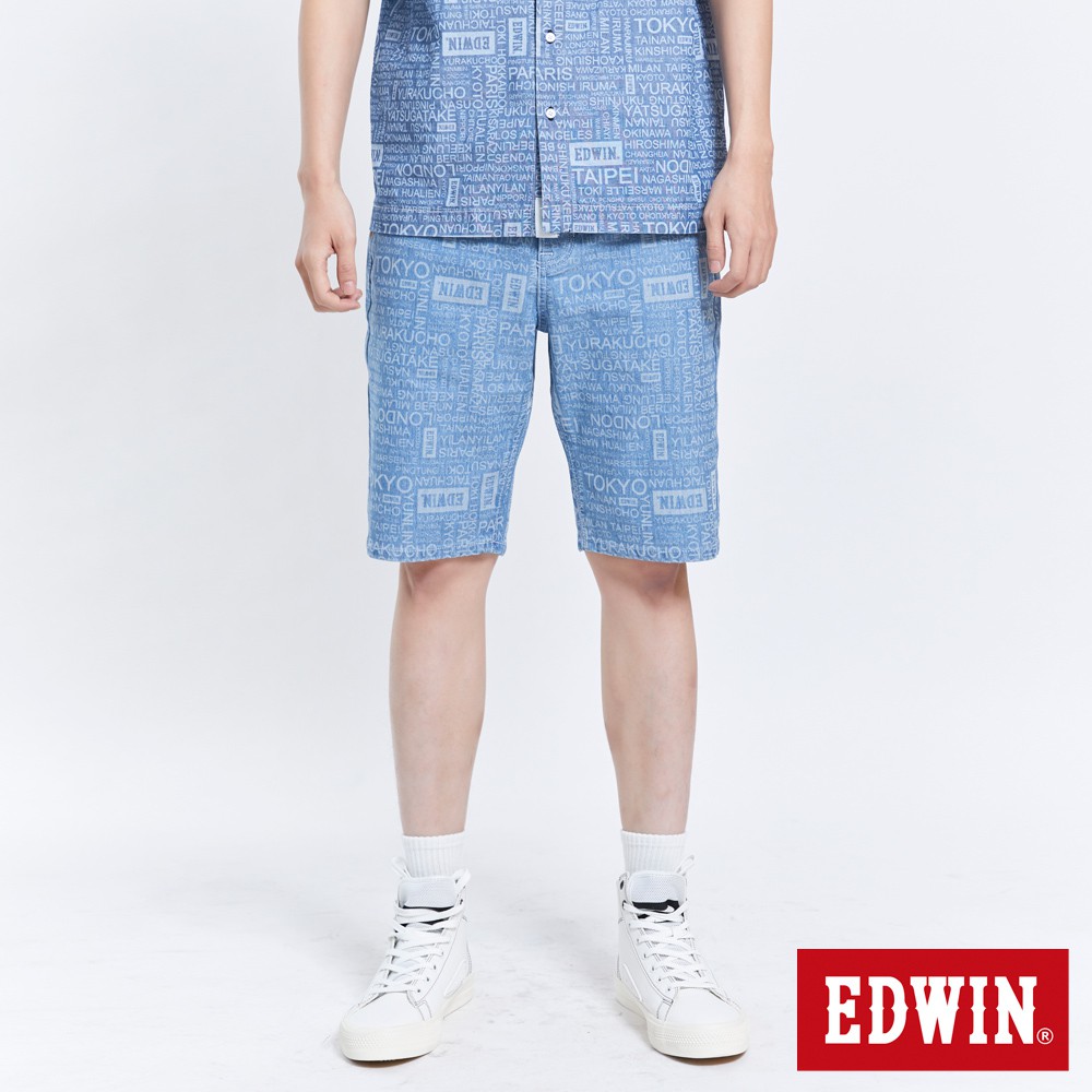 EDWIN PLUS+超彈EJ地名短褲 (拔淺藍)-男款