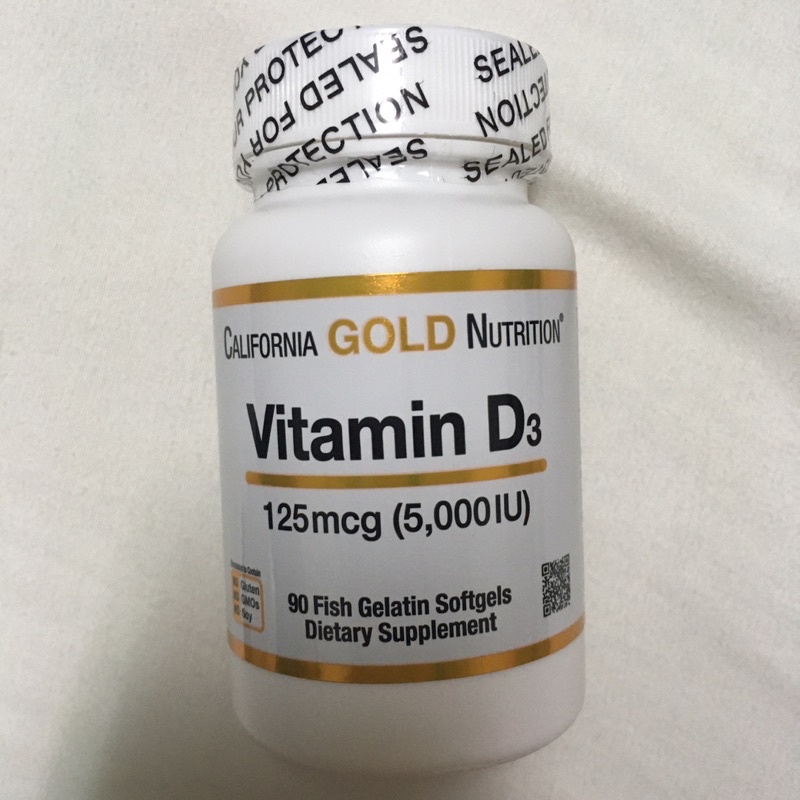 California Gold Nutrition 維他命D3/維生素D3 125mcg、5000IU 90粒魚明軟膠囊