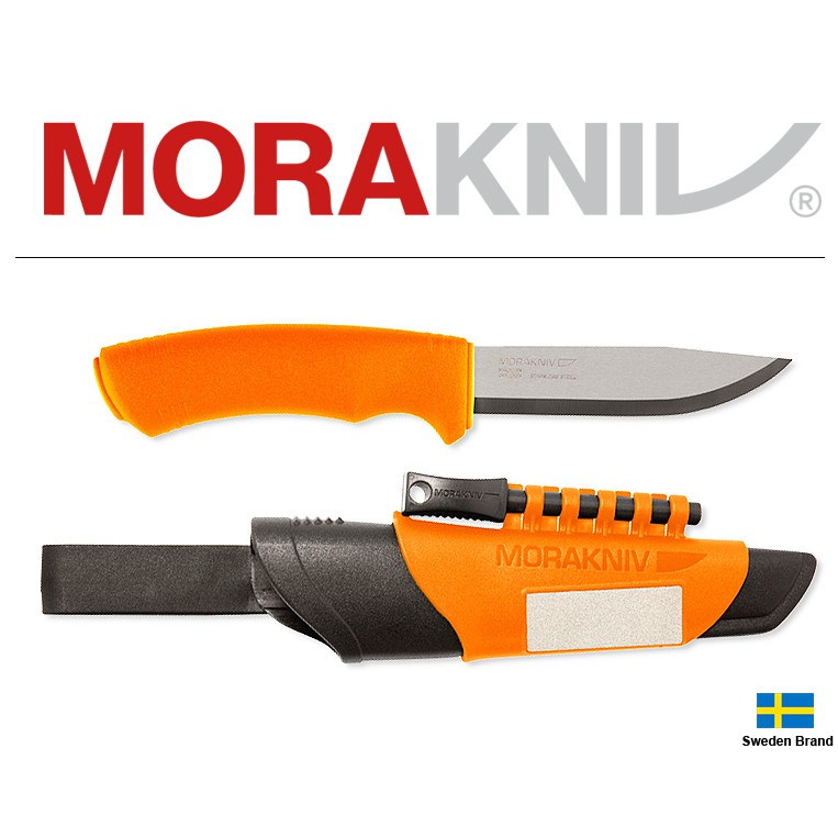 Morakniv瑞典莫拉刀Bushcraft Survival Orange不銹鋼多功能刀鞘附打火棒【Mor12051】