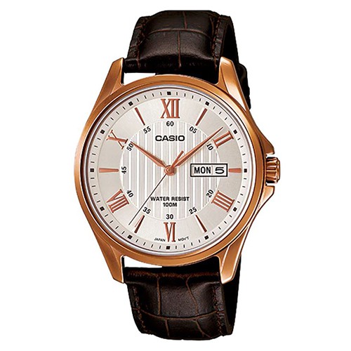 【CASIO】專業時尚羅馬紳士皮帶腕錶-白面(MTP-1384L-7A)正版宏崑公司貨