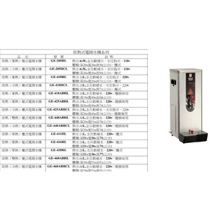 營業用 熱水機 偉志牌 飲水機 電開水機 GE-205HL 單熱檯式 6.5公升 10公升 11公升 13公升 15公升