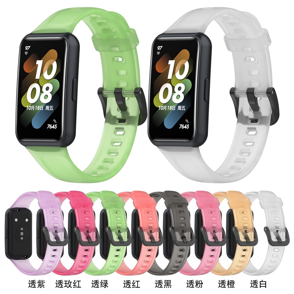 適用華為手環 7 透明硅膠錶帶 huawei band7 華為手環6 榮耀手環7 夏日果凍色冰川表帶