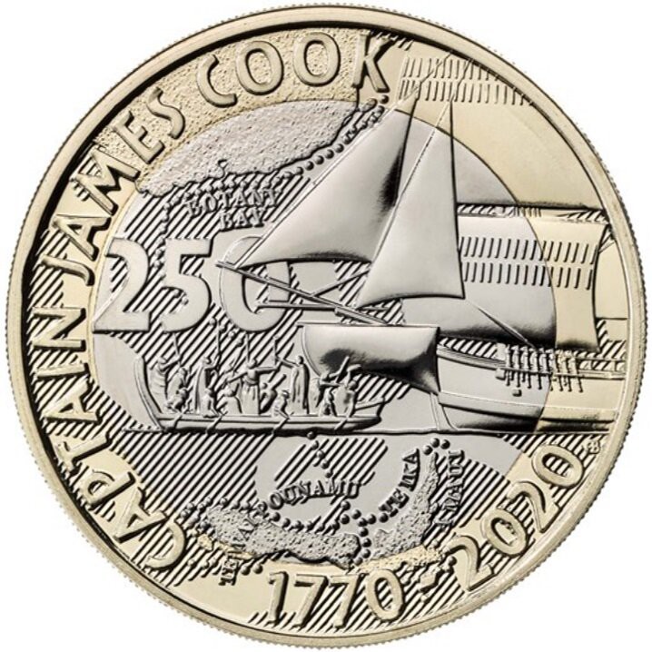 2020 英國 詹姆士·庫克 探索太平洋250週年 2英鎊 收藏紀念幣 官方卡裝版