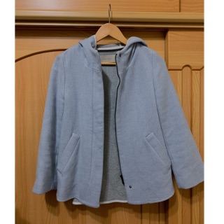 Zara 連帽 藍色棉外套