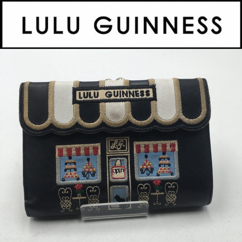 二手真品 LULU GUINNESS 扣式短夾 皮夾 M568