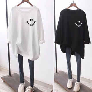 【🍒櫻桃大尺碼】M-4XL 大尺碼 大尺碼100%純棉長袖t桖初秋新款女寬鬆ins潮中長款氣質百搭打底衫女