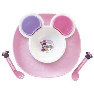 迪士尼系列 米妮 大臉 圓盤 造型兒童餐具餐盤組