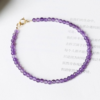 【光之捕夢網】紫水晶細款手鍊招貴人 天然水晶紫水晶手鏈手珠飾品2mm