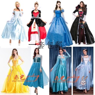 【免運】二次元 cosplay 萬聖節cosplay衣服 女成人皇后表演白雪公主裙七個小矮人演出服裝
