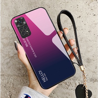 紅米 Redmi Note 11S 11 Pro Pro+ 手機殼 玻璃鏡面防摔保護套 漸變 全包手機套 保護殼 手繩