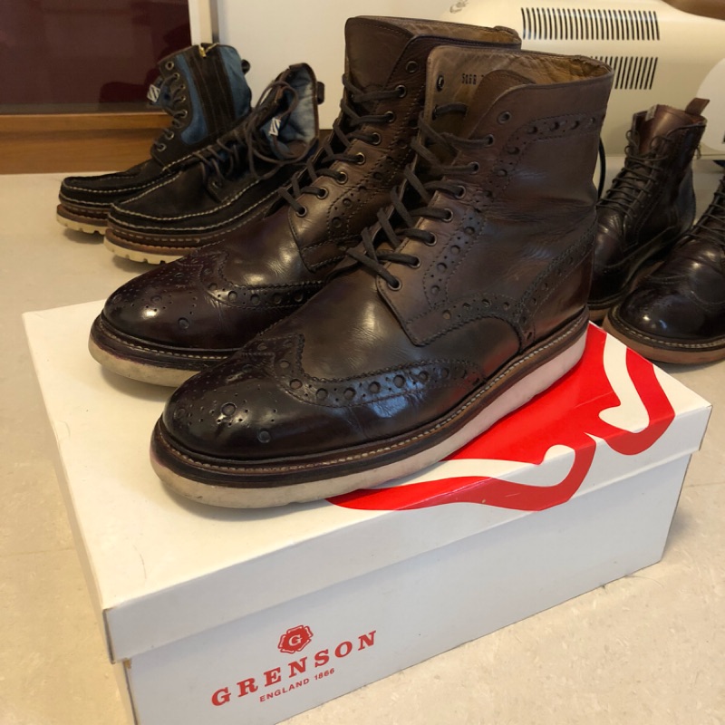 Grenson 英國百年手工製鞋品牌 深咖啡 Oxford 牛津鞋 雕花靴 uk8號（Nike 9-9.5可穿）