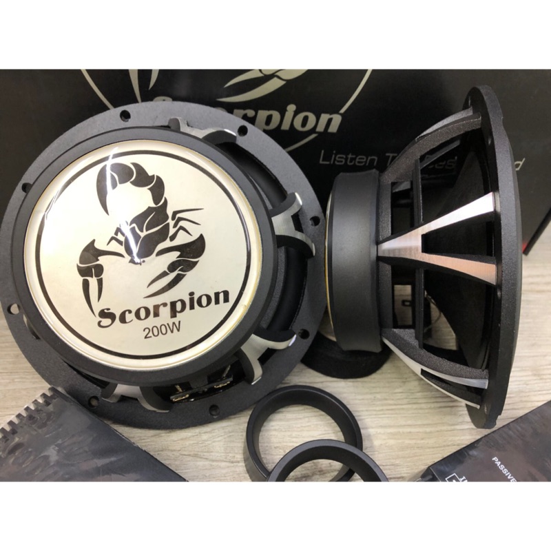 台灣品牌 Scorpion毒蠍 6.5吋 分音喇叭 輸出功率200W 全新大特賣