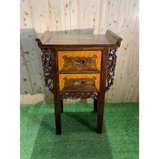 預購新品 雞翅木雙抽神桌 花架 元寶桌 花架 實木花架 復古家具 電話桌 角落桌 邊桌 花臺架A2636【晶選仿古傢俱】