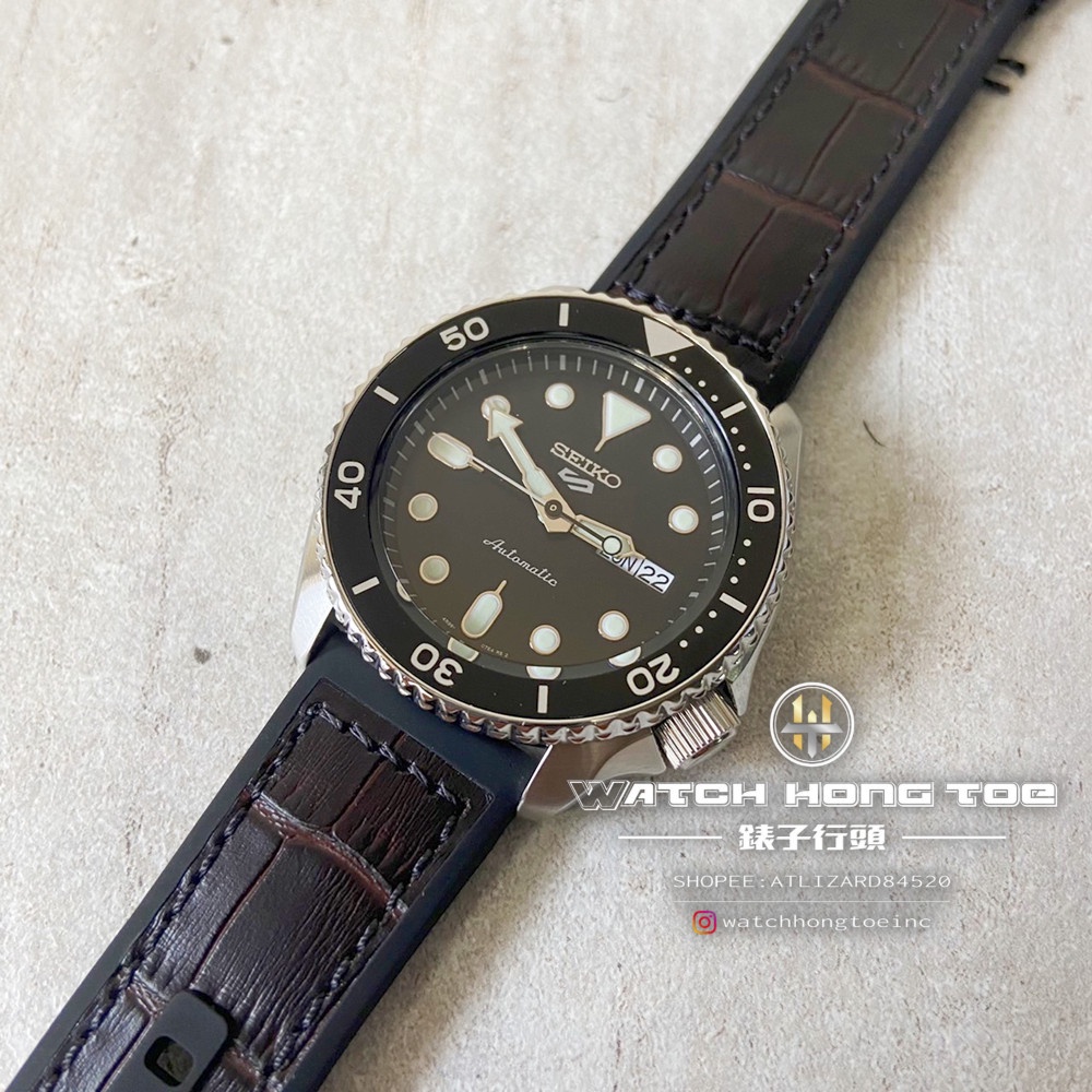 []錶子$行頭[] SEIKO 5 SPORTS潮流運動風格潛水腕錶-橡膠貼皮/黑面銀 ( SRPD55K2 )