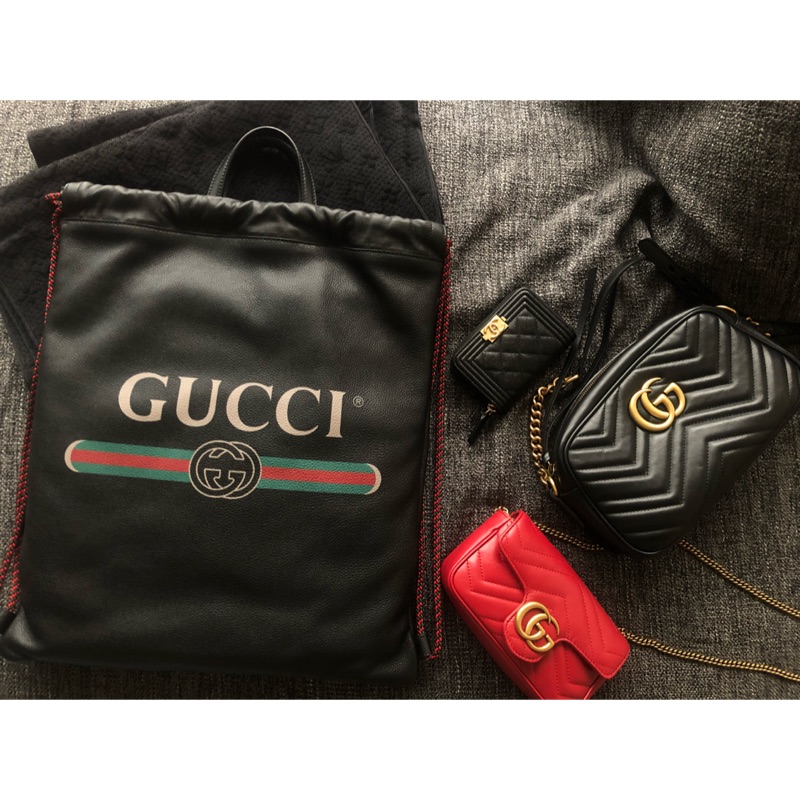 Gucci 後背包 束口包 黑 back pack
